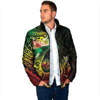 Hawaii Discoverers Day Padded Jacket Polynesian Fish Hook With Hibiscus Reggae LT05 - Polynesian Pride