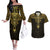 Personalized Polynesia Couples Matching Off The Shoulder Long Sleeve Dress and Hawaiian Shirt With Christian Cross LT05 Gold - Polynesian Pride