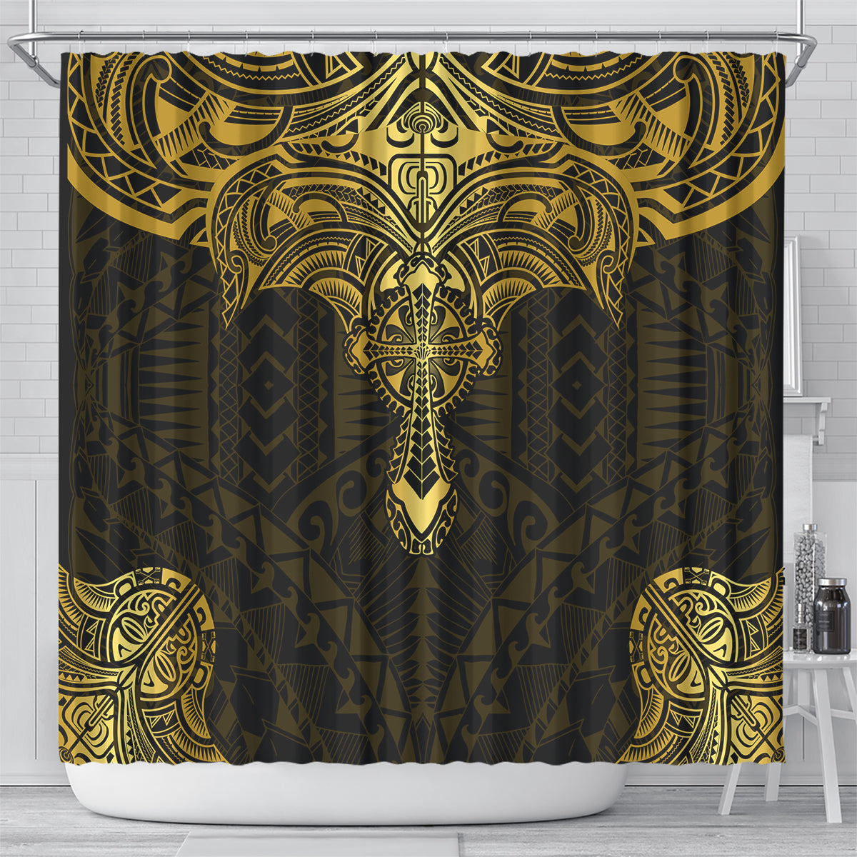 Polynesia Shower Curtain With Christian Cross LT05 - Polynesian Pride