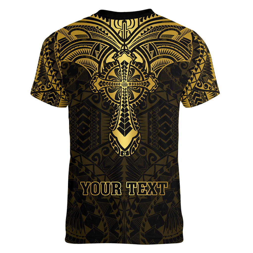 Personalized Polynesia Women V Neck T Shirt With Christian Cross LT05 - Polynesian Pride