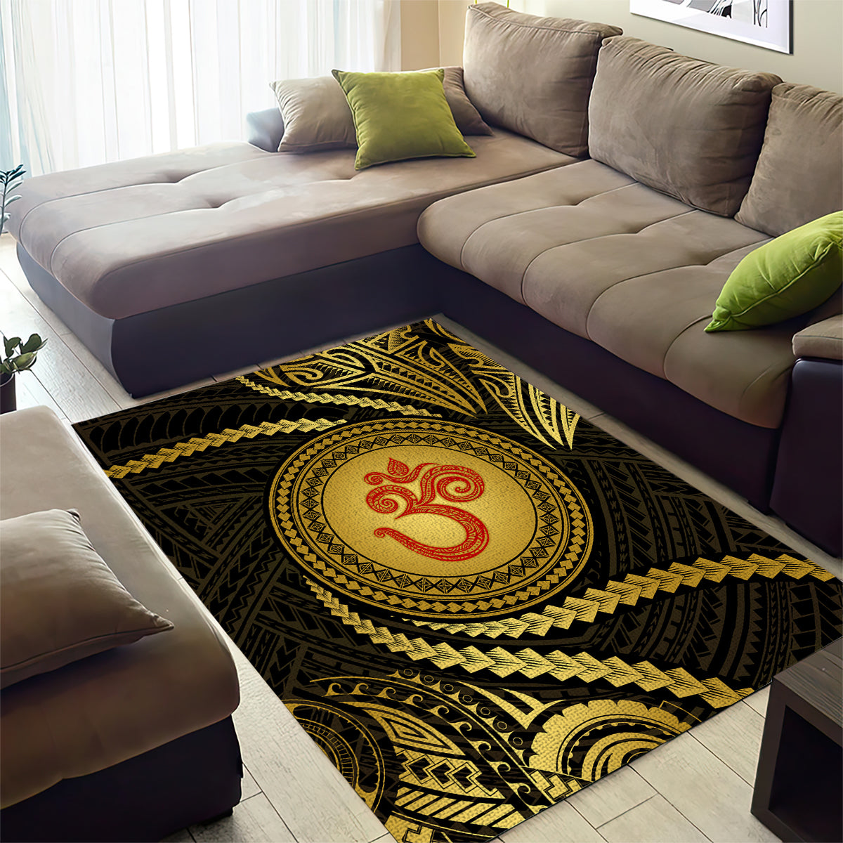 Polynesia Area Rug With Hindu Om Symbol LT05 - Polynesian Pride