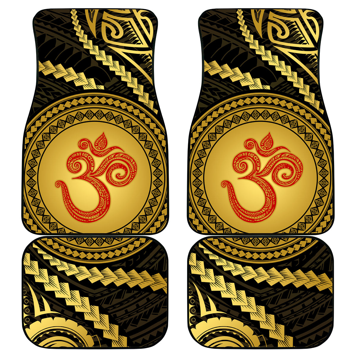 Polynesia Car Mats With Hindu Om Symbol LT05 Gold - Polynesian Pride