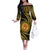 Polynesia Family Matching Off Shoulder Long Sleeve Dress and Hawaiian Shirt With Hindu Om Symbol LT05 Mom's Dress Gold - Polynesian Pride