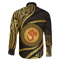 Polynesia Family Matching Off Shoulder Maxi Dress and Hawaiian Shirt With Hindu Om Symbol LT05 - Polynesian Pride