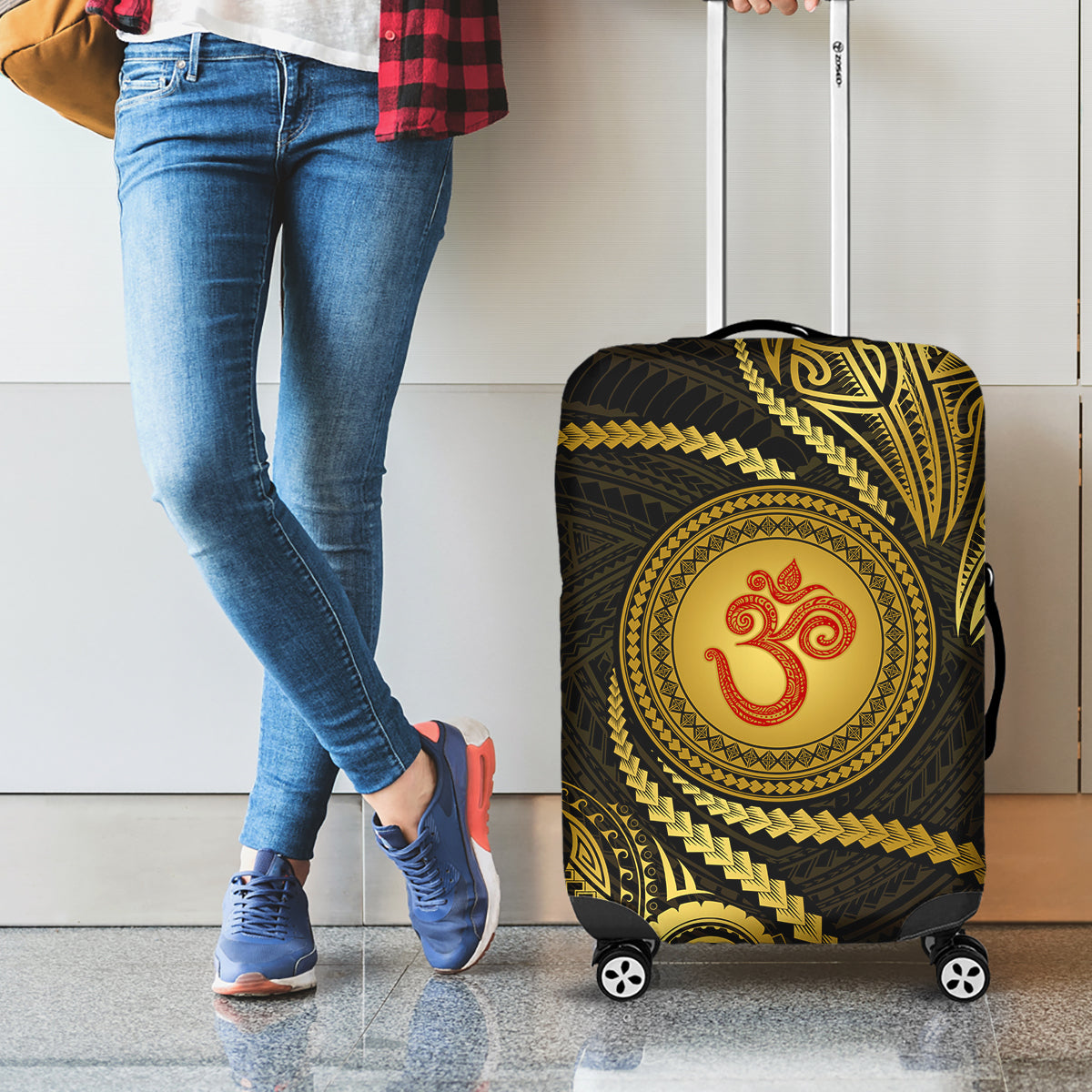 Polynesia Luggage Cover With Hindu Om Symbol LT05 - Polynesian Pride