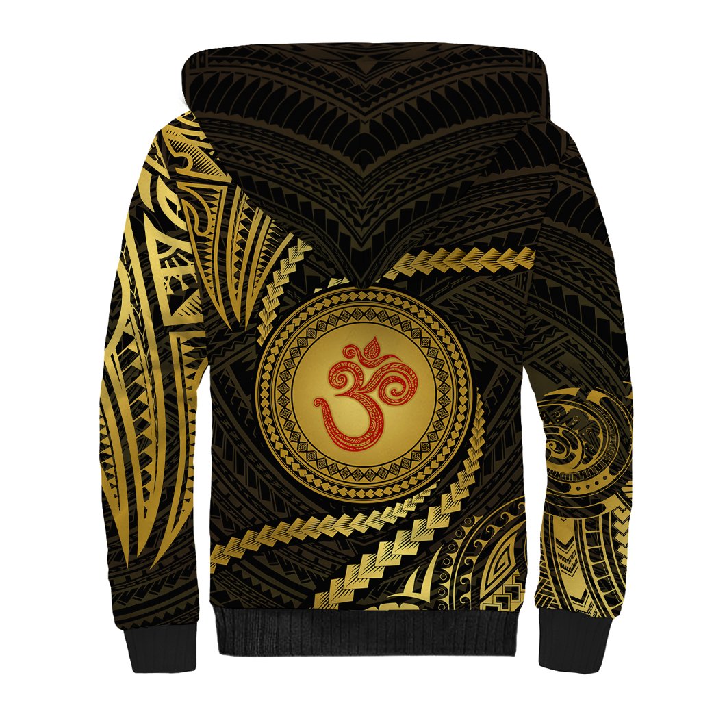 Polynesia Sherpa Hoodie With Hindu Om Symbol LT05 - Polynesian Pride