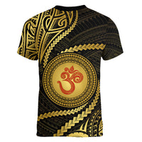 Polynesia Women V Neck T Shirt With Hindu Om Symbol LT05 - Polynesian Pride