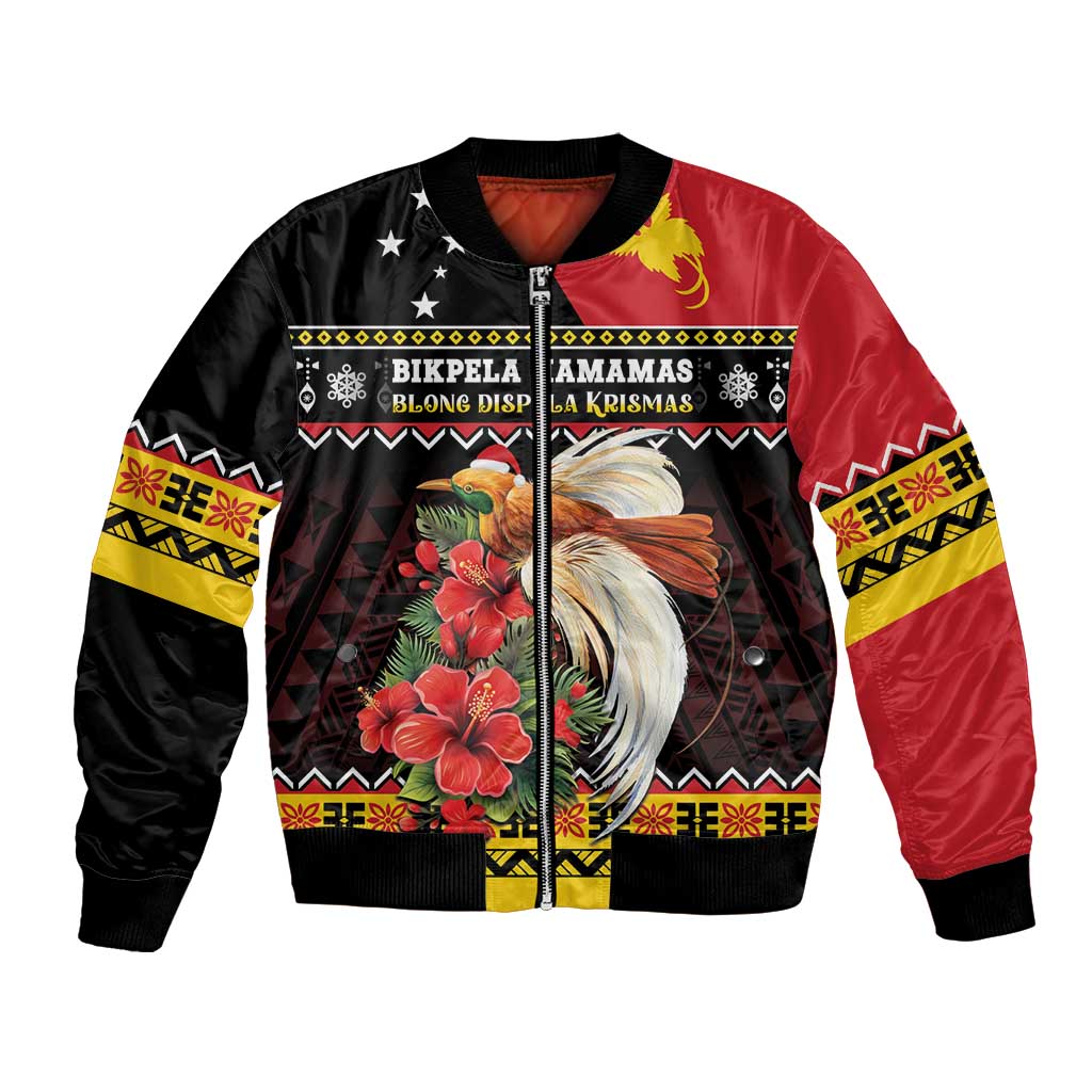 Papua New Guinea Christmas Bomber Jacket Bird Of Paradise Hamamas Krismas