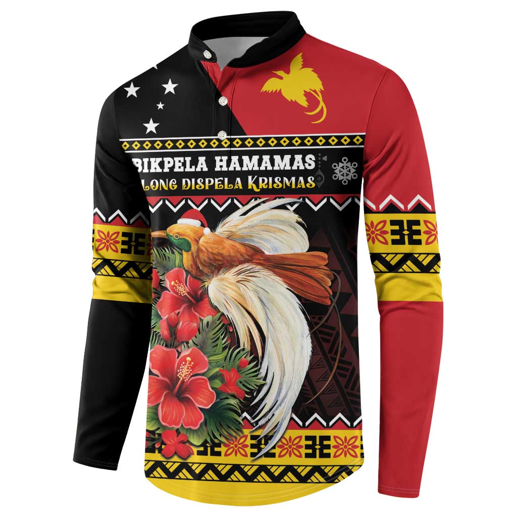 Papua New Guinea Christmas Button Sweatshirt Bird Of Paradise Hamamas Krismas LT05 - Polynesian Pride
