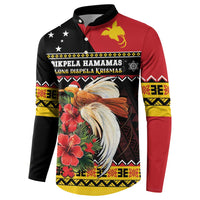 Papua New Guinea Christmas Button Sweatshirt Bird Of Paradise Hamamas Krismas LT05 - Polynesian Pride