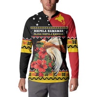 Papua New Guinea Christmas Button Sweatshirt Bird Of Paradise Hamamas Krismas LT05 - Polynesian Pride