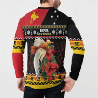 Papua New Guinea Christmas Button Sweatshirt Bird Of Paradise Hamamas Krismas LT05 - Polynesian Pride