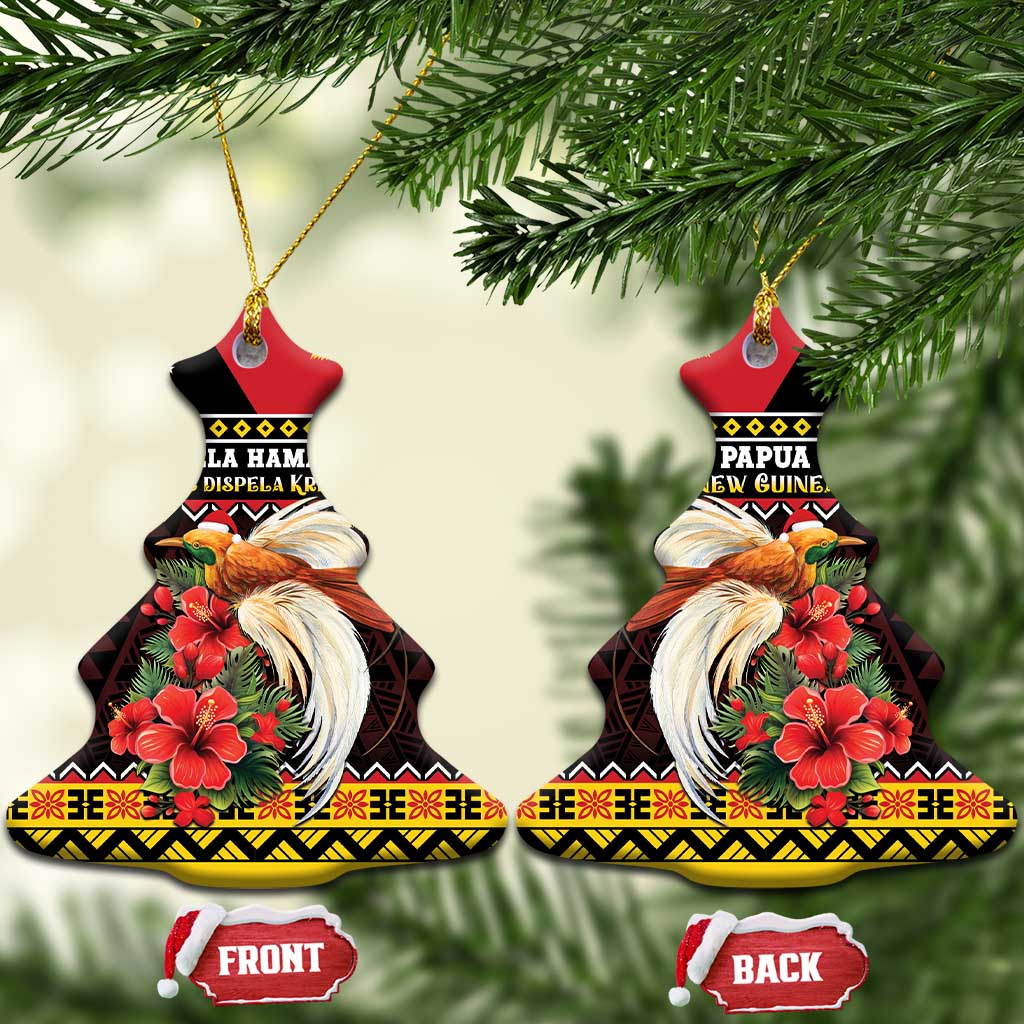 Papua New Guinea Christmas Ceramic Ornament Bird Of Paradise Hamamas Krismas LT05 Christmas Tree Black - Polynesian Pride