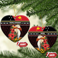 Papua New Guinea Christmas Ceramic Ornament Bird Of Paradise Hamamas Krismas LT05 Heart Black - Polynesian Pride