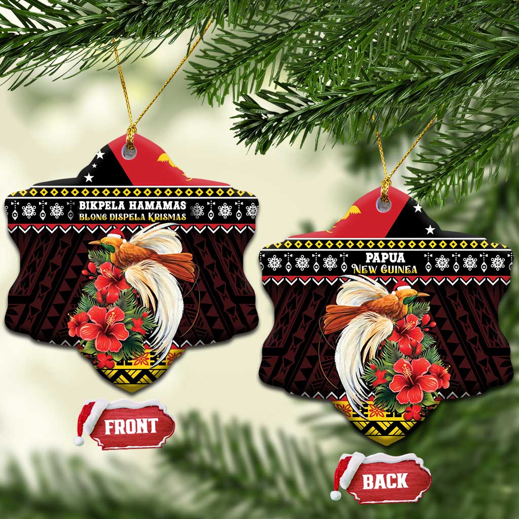 Papua New Guinea Christmas Ceramic Ornament Bird Of Paradise Hamamas Krismas LT05 Snow Flake Black - Polynesian Pride