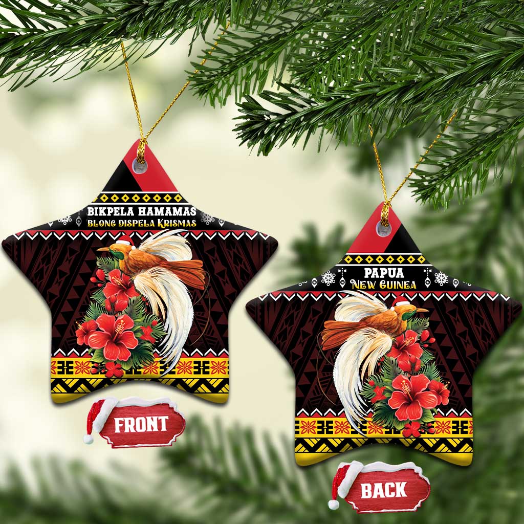 Papua New Guinea Christmas Ceramic Ornament Bird Of Paradise Hamamas Krismas LT05 Star Black - Polynesian Pride