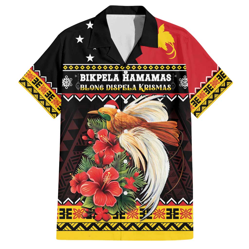 Papua New Guinea Christmas Family Matching Long Sleeve Bodycon Dress and Hawaiian Shirt Bird Of Paradise Hamamas Krismas