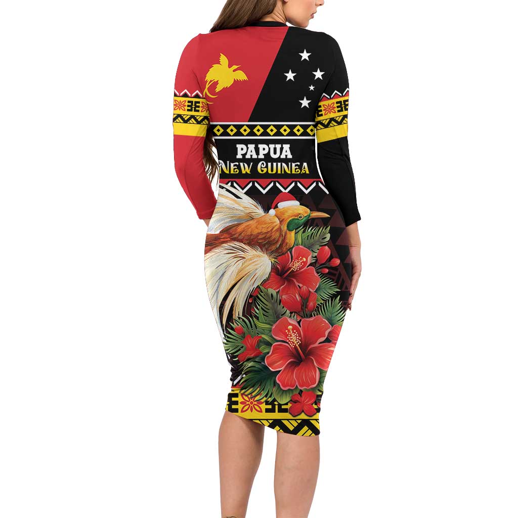 Papua New Guinea Christmas Family Matching Long Sleeve Bodycon Dress and Hawaiian Shirt Bird Of Paradise Hamamas Krismas