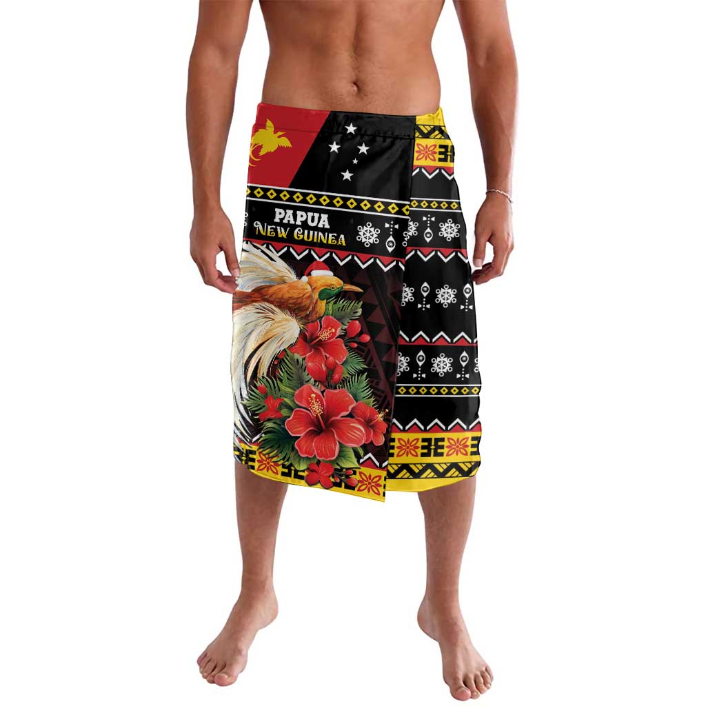 Papua New Guinea Christmas Lavalava Bird Of Paradise Hamamas Krismas LT05 Black - Polynesian Pride