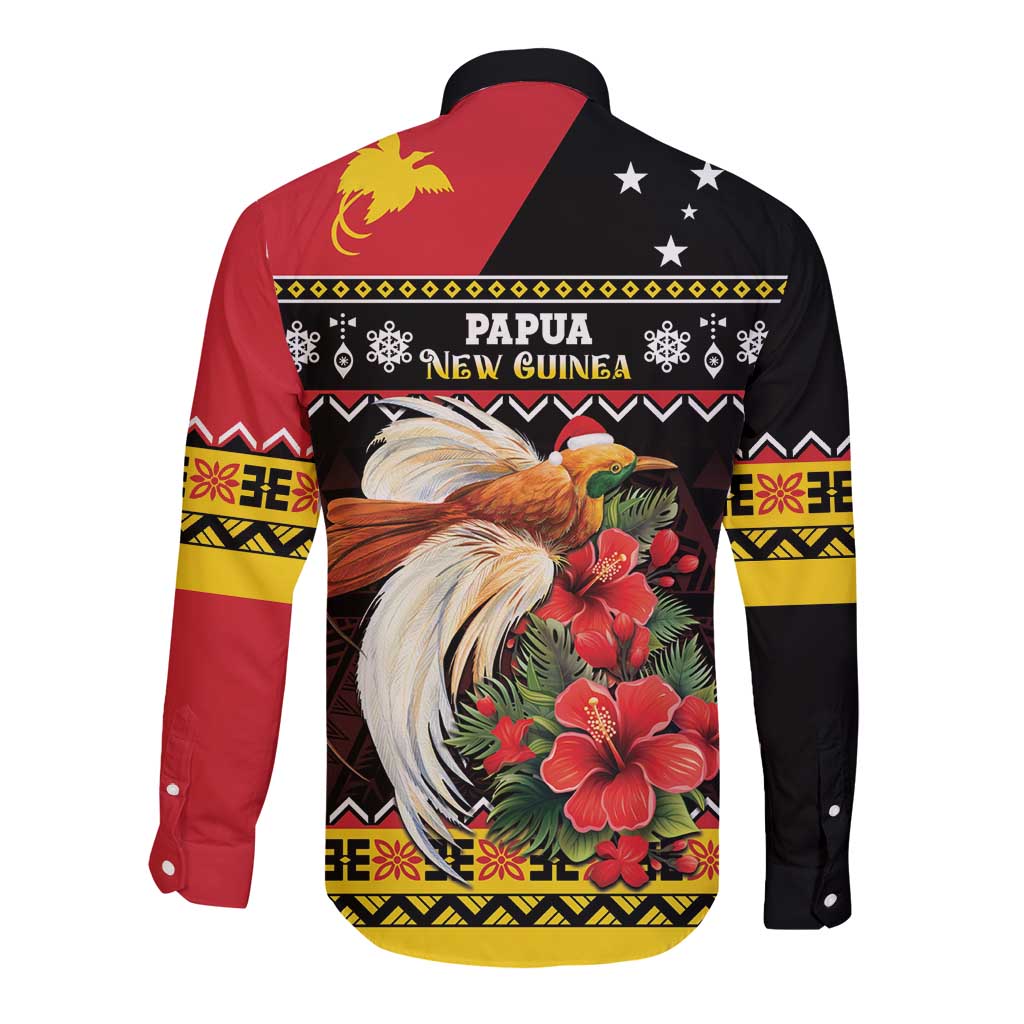 Papua New Guinea Christmas Long Sleeve Button Shirt Bird Of Paradise Hamamas Krismas