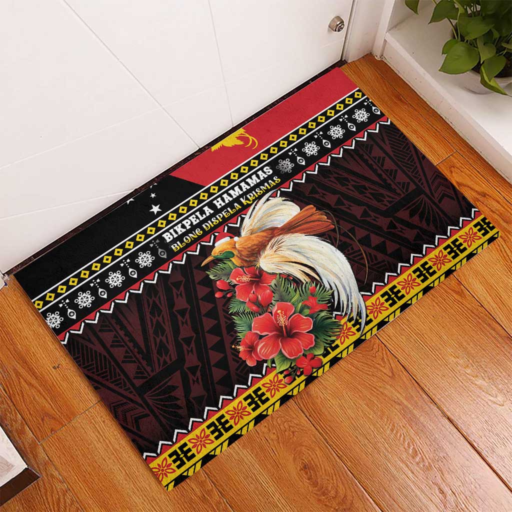 Papua New Guinea Christmas Rubber Doormat Bird Of Paradise Hamamas Krismas LT05 - Polynesian Pride