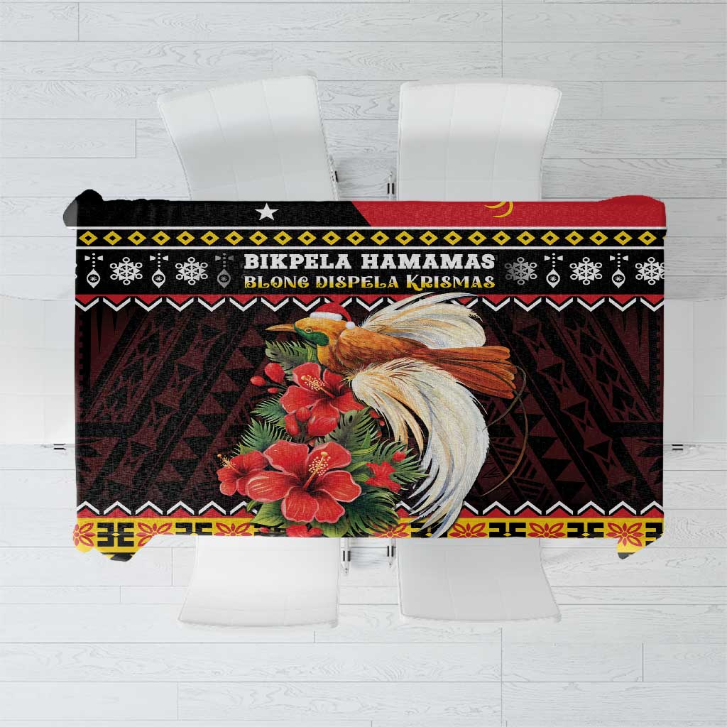 Papua New Guinea Christmas Tablecloth Bird Of Paradise Hamamas Krismas LT05 Black - Polynesian Pride