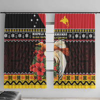 Papua New Guinea Christmas Window Curtain Bird Of Paradise Hamamas Krismas LT05 With Hooks Black - Polynesian Pride