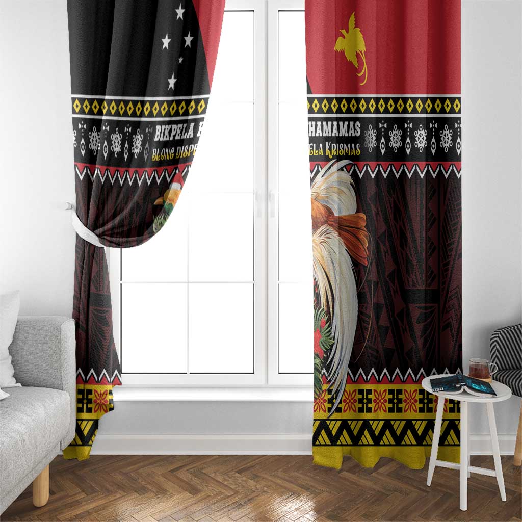 Papua New Guinea Christmas Window Curtain Bird Of Paradise Hamamas Krismas LT05 - Polynesian Pride