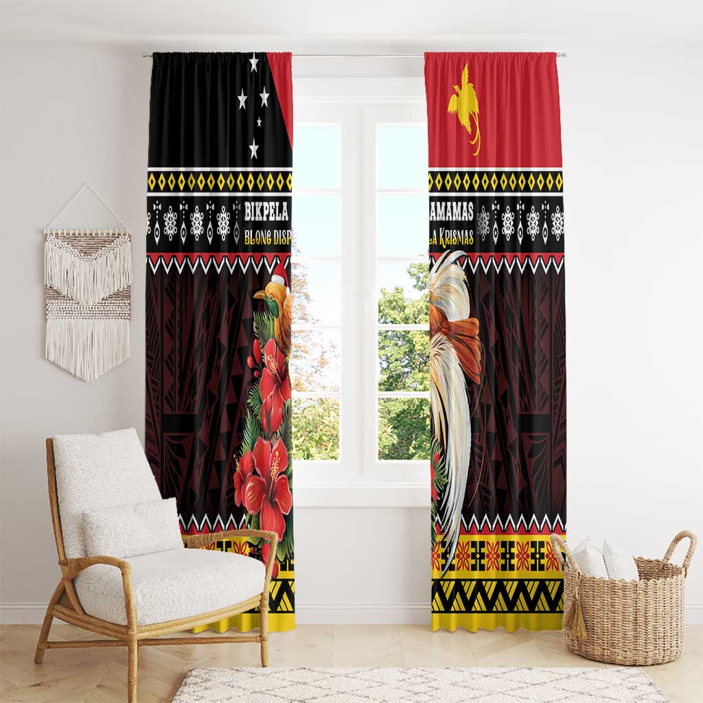 Papua New Guinea Christmas Window Curtain Bird Of Paradise Hamamas Krismas LT05 - Polynesian Pride
