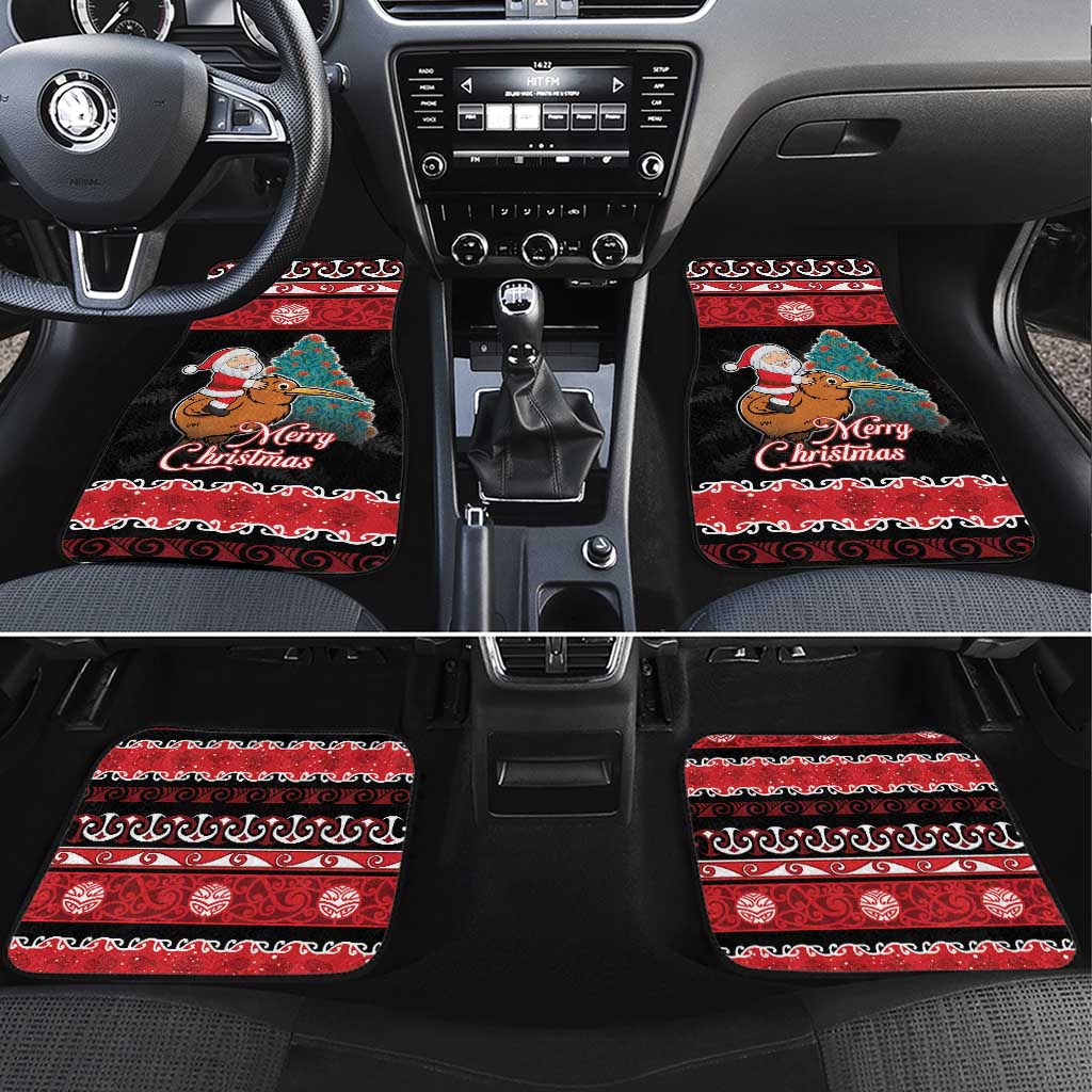 New Zealand Christmas Car Mats Funny Santa Riding Kiwi Meri Kirihimete