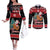 New Zealand Christmas Couples Matching Off The Shoulder Long Sleeve Dress and Long Sleeve Button Shirt Funny Santa Riding Kiwi Meri Kirihimete