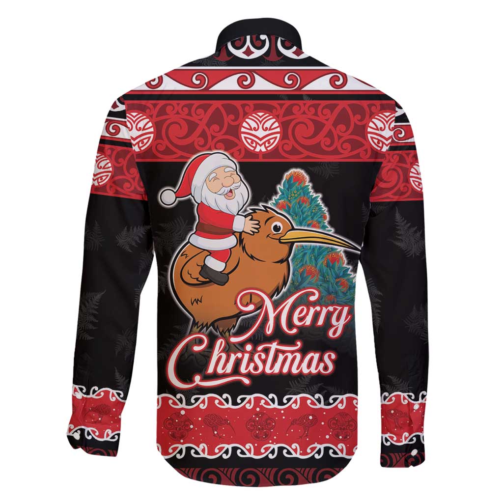 New Zealand Christmas Family Matching Long Sleeve Bodycon Dress and Hawaiian Shirt Funny Santa Riding Kiwi Meri Kirihimete