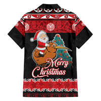 New Zealand Christmas Family Matching Off Shoulder Short Dress and Hawaiian Shirt Funny Santa Riding Kiwi Meri Kirihimete