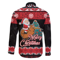 New Zealand Christmas Family Matching Off Shoulder Short Dress and Hawaiian Shirt Funny Santa Riding Kiwi Meri Kirihimete