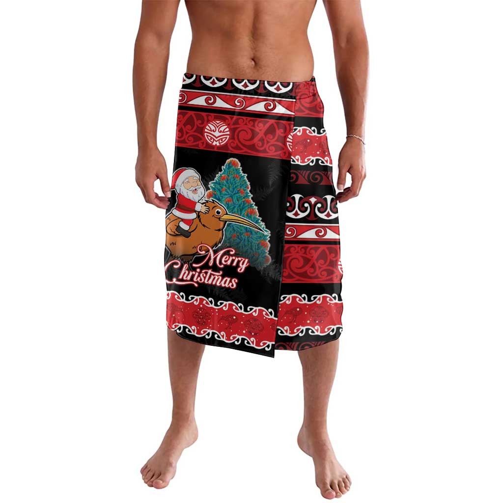 New Zealand Christmas Lavalava Funny Santa Riding Kiwi Meri Kirihimete