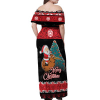 New Zealand Christmas Off Shoulder Maxi Dress Funny Santa Riding Kiwi Meri Kirihimete
