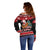 New Zealand Christmas Off Shoulder Sweater Funny Santa Riding Kiwi Meri Kirihimete