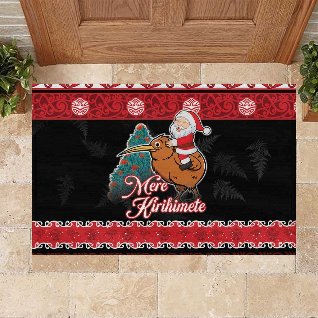 New Zealand Christmas Rubber Doormat Funny Santa Riding Kiwi Meri Kirihimete