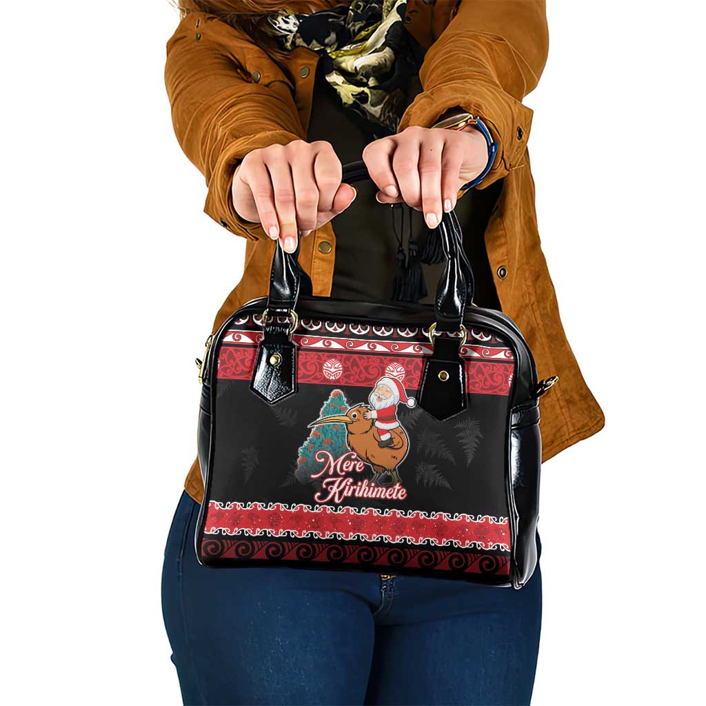 New Zealand Christmas Shoulder Handbag Funny Santa Riding Kiwi Meri Kirihimete