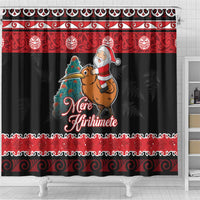 New Zealand Christmas Shower Curtain Funny Santa Riding Kiwi Meri Kirihimete