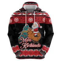 New Zealand Christmas Zip Hoodie Funny Santa Riding Kiwi Meri Kirihimete