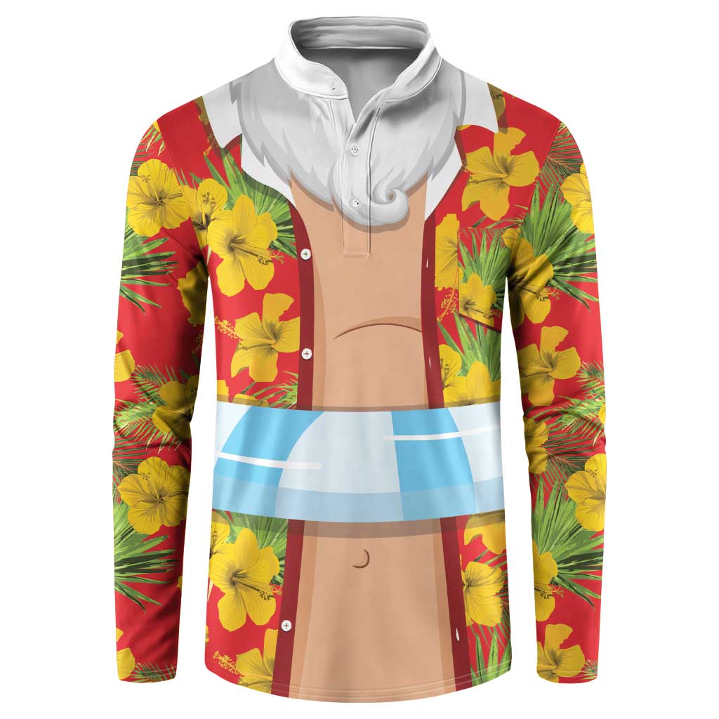 Polynesia Santa Claus Costume Button Sweatshirt Tropical Vibe LT05 Red - Polynesian Pride