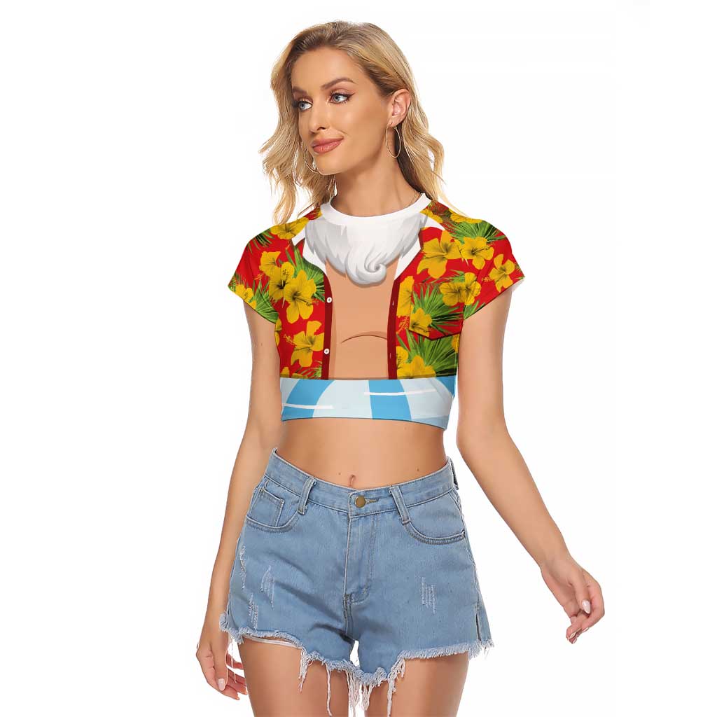 Polynesia Santa Claus Costume Raglan Cropped T Shirt Tropical Vibe LT05 Female Red - Polynesian Pride