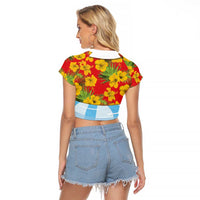 Polynesia Santa Claus Costume Raglan Cropped T Shirt Tropical Vibe LT05 - Polynesian Pride