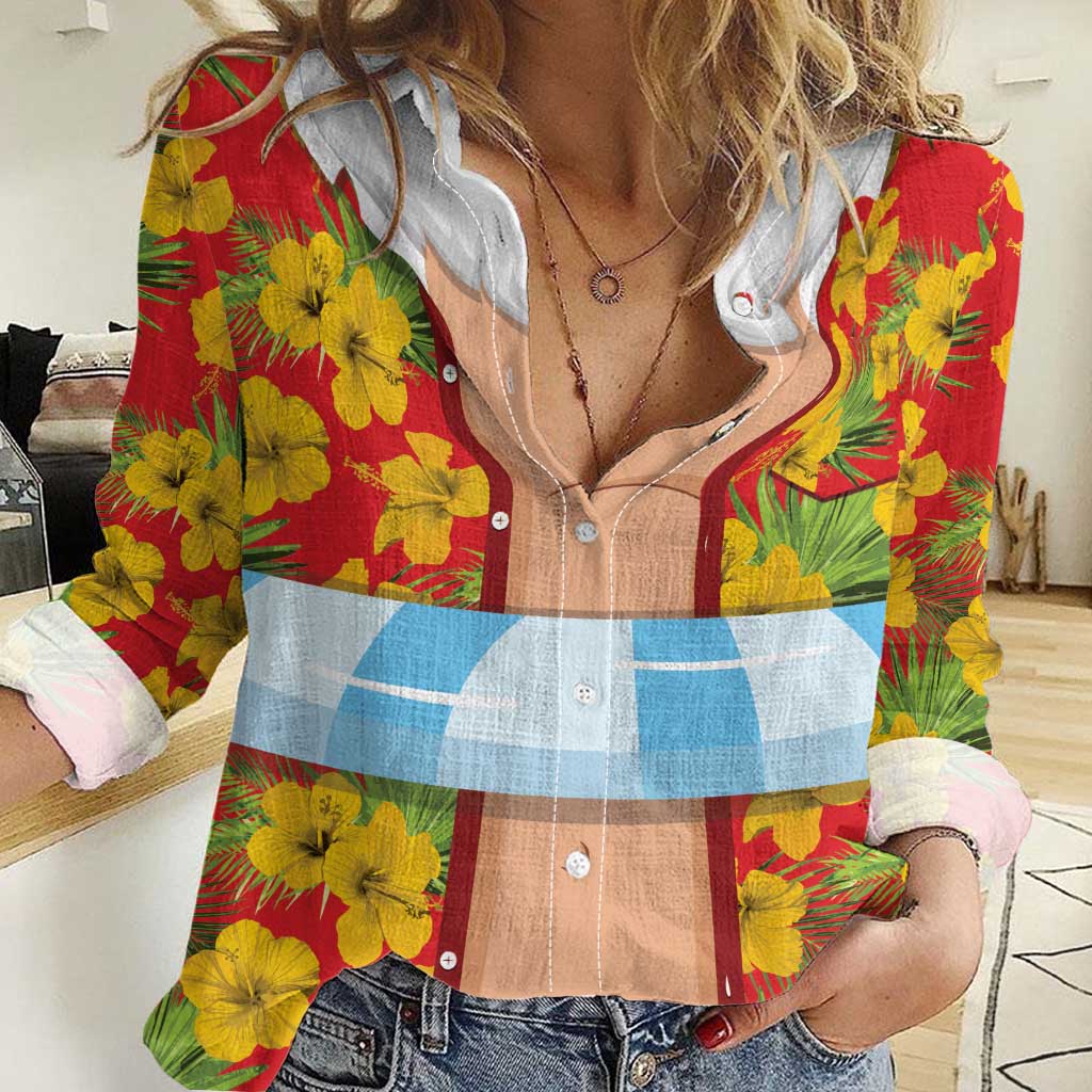 Polynesia Santa Claus Costume Women Casual Shirt Tropical Vibe