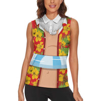Polynesia Santa Claus Costume Women Sleeveless Polo Shirt Tropical Vibe