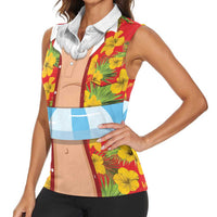 Polynesia Santa Claus Costume Women Sleeveless Polo Shirt Tropical Vibe