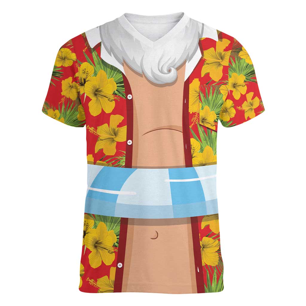 Polynesia Santa Claus Costume Women V-Neck T-Shirt Tropical Vibe LT05 Female Red - Polynesian Pride