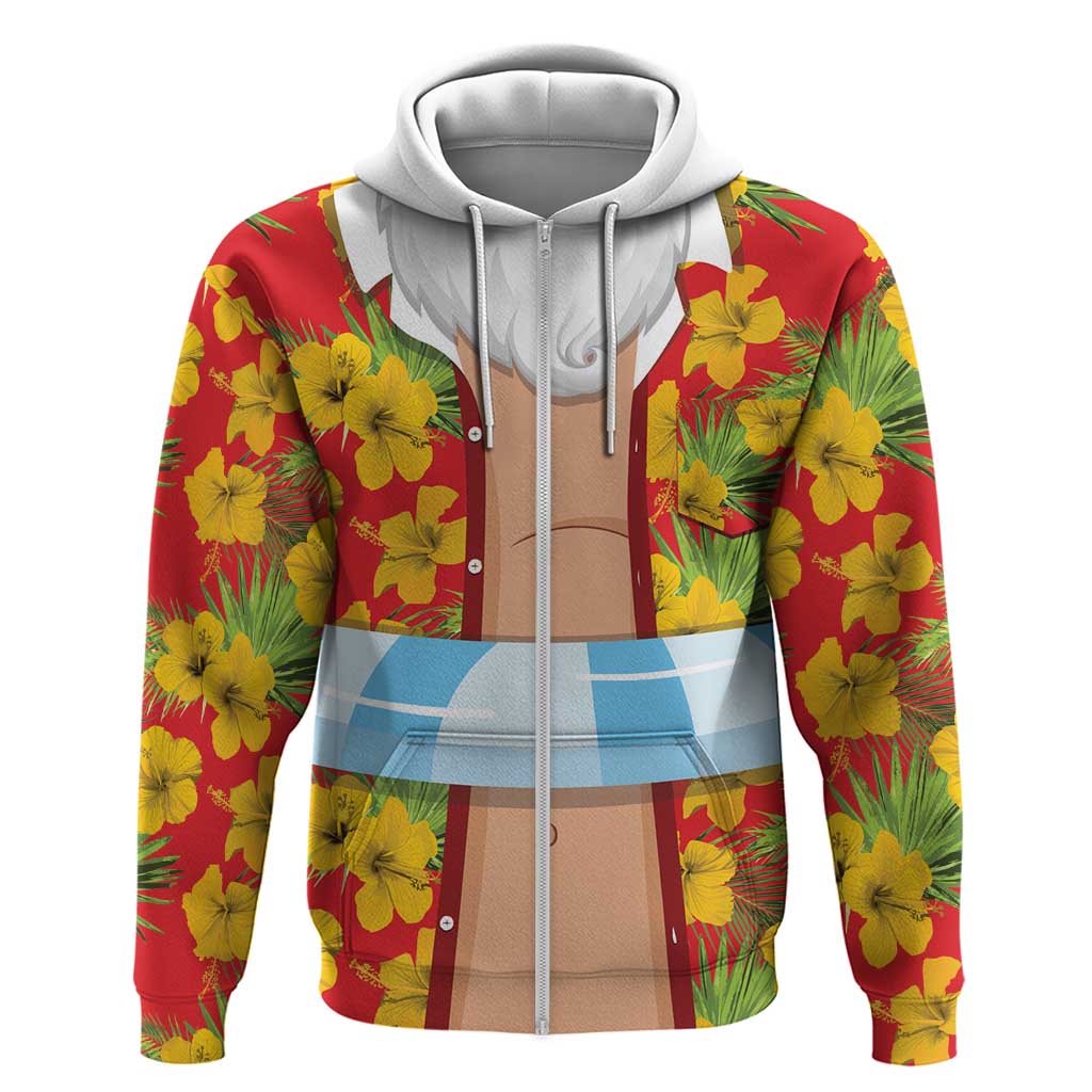 Polynesia Santa Claus Costume Zip Hoodie Tropical Vibe