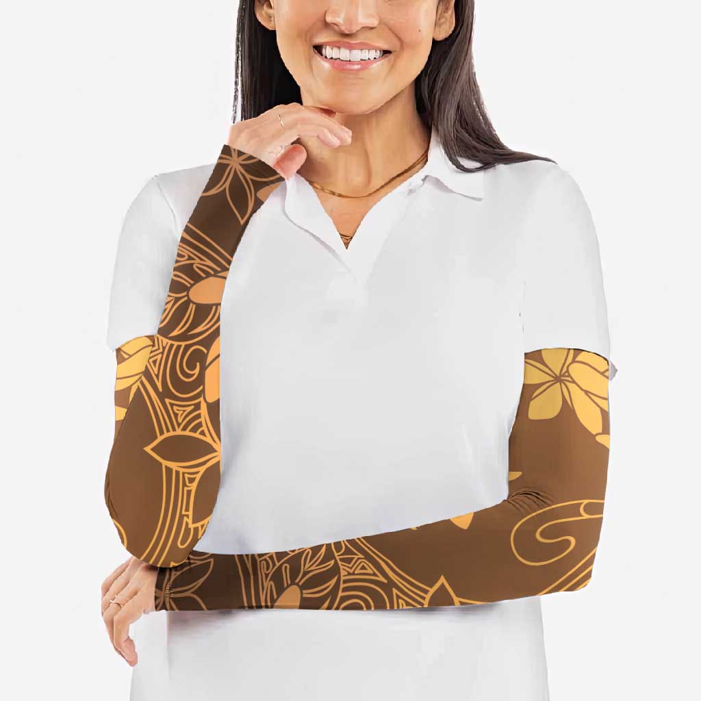 Tiare Tahiti Arm Sleeves Brown Polynesia Motifs - Polynesian Pride